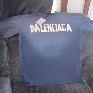 Balenciaga Blue Shirt with Yellow Graphic